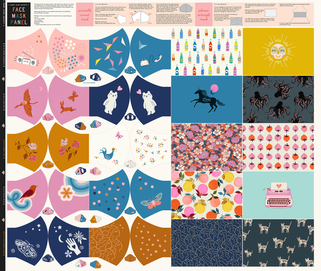 Ruby Star Face Mask Panel from Moda Fabrics