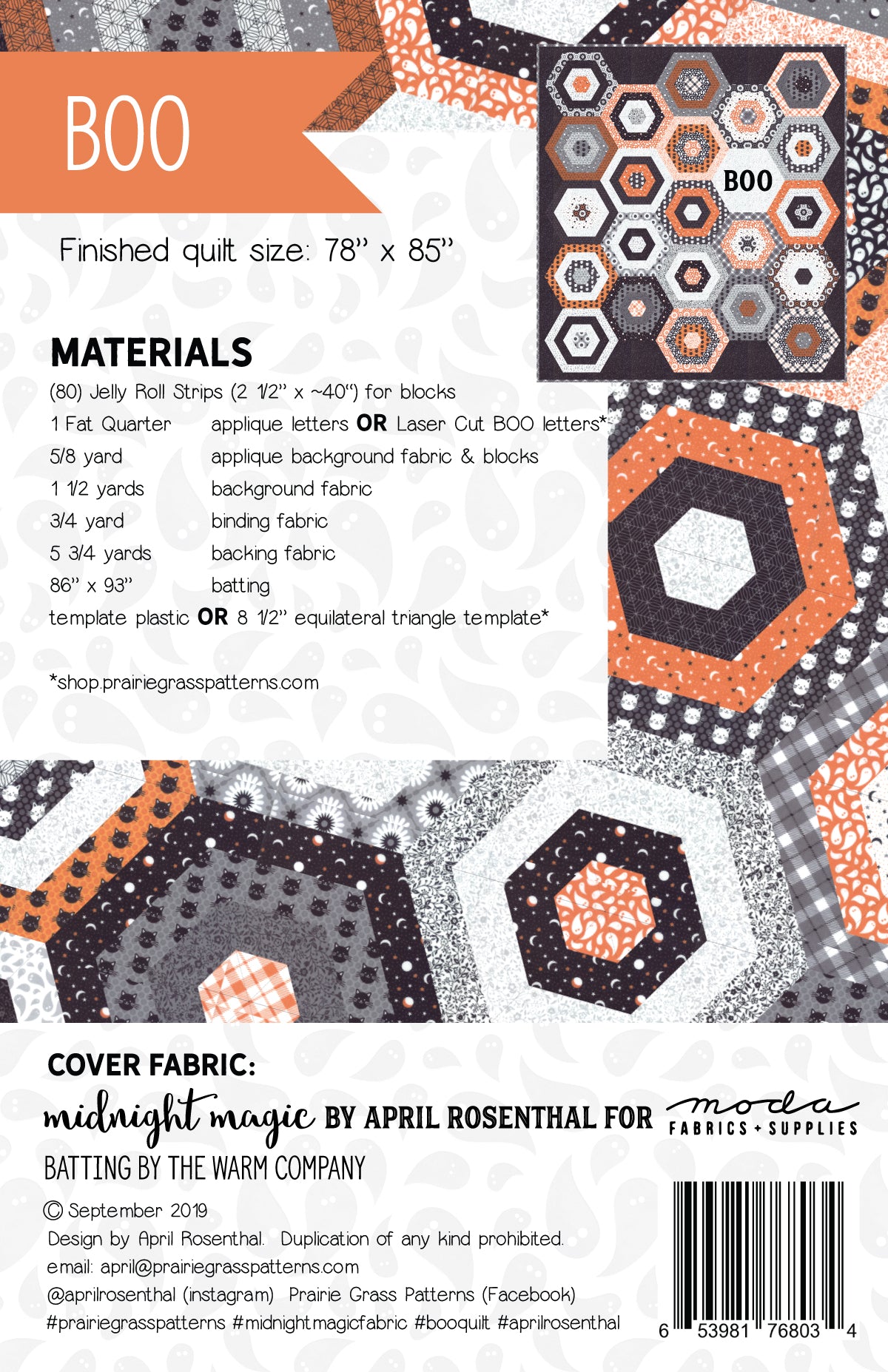 #157 - BOO PDF Pattern – Prairie Grass Patterns